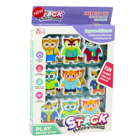 LEAN Toys Gra Edukacyjna Sówki Układanka Zręcznościowa Logiczna Domino 18 szt.