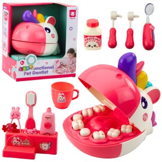LEAN Toys Jednorożec Dentysta Zestaw Edukacyjny Lekarz Stomatolog Różowy