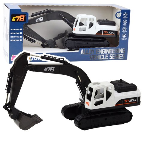 Koparka Gąsienicowa Metalowa Łyżka Ruchome Przeguby Obrót 360° Biała