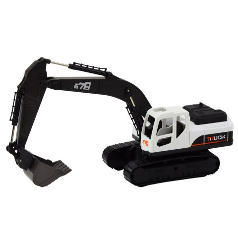 Koparka Gąsienicowa Metalowa Łyżka Ruchome Przeguby Obrót 360° Biała