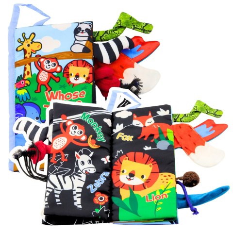 Miękka Książeczka Edukacyjna Szeleszcząca Zwierzęta Ogonki Dla Niemowląt Niebieska