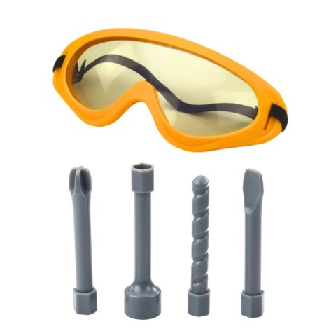 LEAN Toys Młotowiertarka Udarowa Dla Dzieci 4 Wymienne Końcówki Okulary Żółta