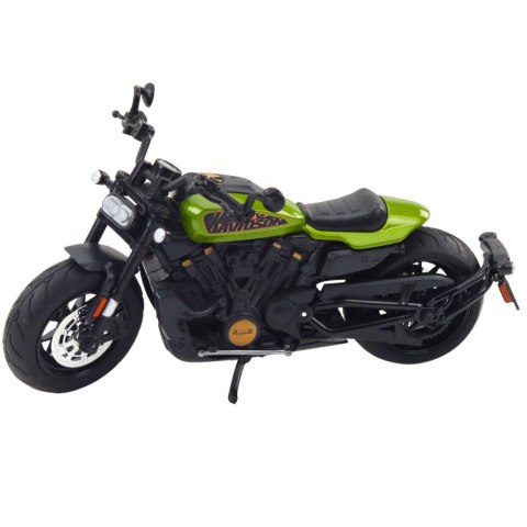 LEAN Toys Motocykl Chopper Metalowy Światła Dźwięki Czarny Zielone Elementy 1:12