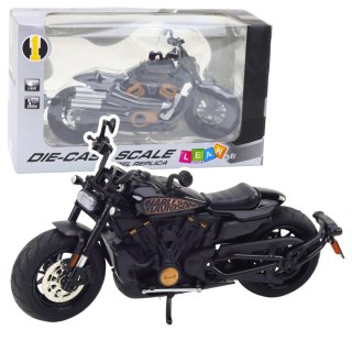 LEAN Toys Motocykl Chopper Metalowy Światła Dźwięki Czarny Złote Elementy 1:12