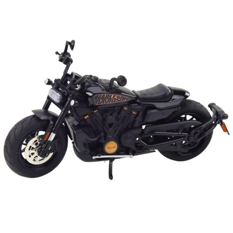 LEAN Toys Motocykl Chopper Metalowy Światła Dźwięki Czarny Złote Elementy 1:12
