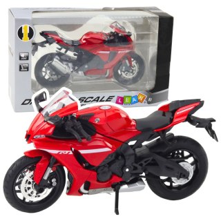 LEAN Toys Motocykl Sportowy Metalowy Światła Dźwięki Czerwony R1 1:12