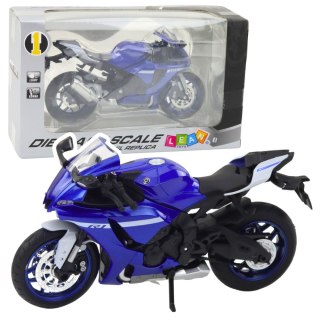 LEAN Toys Motocykl Sportowy Metalowy Światła Dźwięki Granatowy R1 1:12