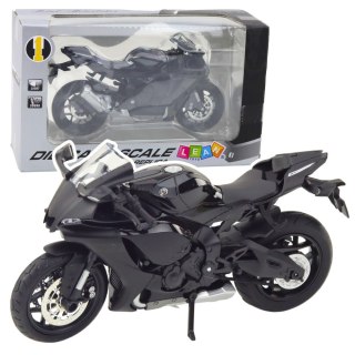 LEAN Toys Motocykl Sportowy Metalowy Światła Dźwięki Srebrne Elementy Czarny 1:12