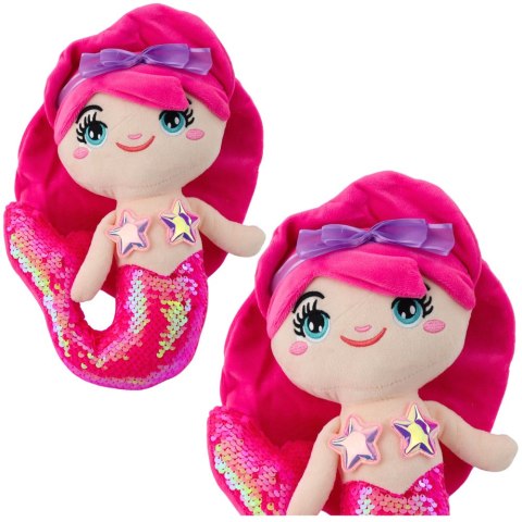 Pluszowa Syrenka Przytulanka Ogon W Cekiny Intensywny Róż 28cm