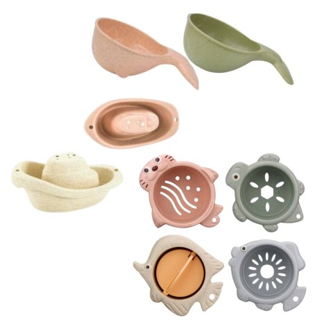 LEAN Toys Zabawki Do Kąpieli Statek Podwodny Kubeczki Przyssawki 9el