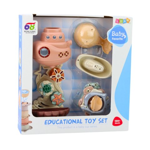 LEAN Toys Zabawki Do Kąpieli Statek Podwodny Kubeczki Przyssawki 9el