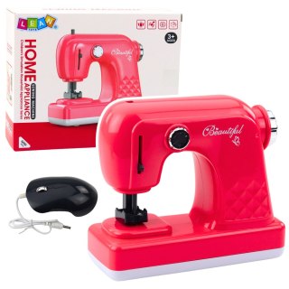 LEAN Toys Zabawkowa Maszyna Do Szycia Z Myszką Dla Dzieci Światła Różowa