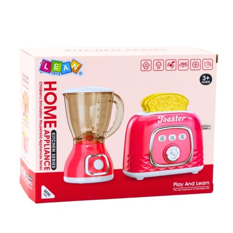 LEAN Toys Zestaw Urządzeń Kuchennych Toster Blender Światła Dźwięki Różowy