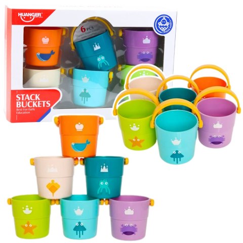 LEAN Toys Zestaw Wiaderka Do Kąpieli Z Otworami Kolorowe 6szt