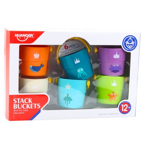 LEAN Toys Zestaw Wiaderka Do Kąpieli Z Otworami Kolorowe 6szt