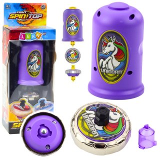 LEAN Toys Zestaw Wyrzutnia Z Bączkiem Latający Dysk Jednorożec Fioletowy