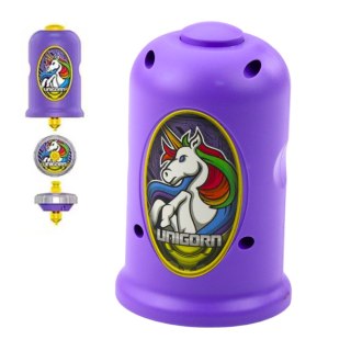 LEAN Toys Zestaw Wyrzutnia Z Bączkiem Latający Dysk Jednorożec Fioletowy