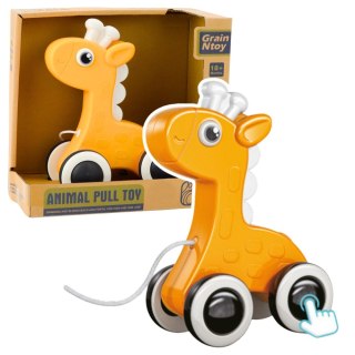 LEAN Toys Żyrafa Zabawka Do Ciągnięcia Na Sznurku Piszczałka Eko Żółta