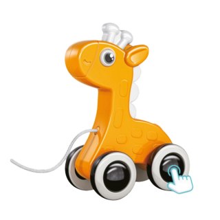 LEAN Toys Żyrafa Zabawka Do Ciągnięcia Na Sznurku Piszczałka Eko Żółta