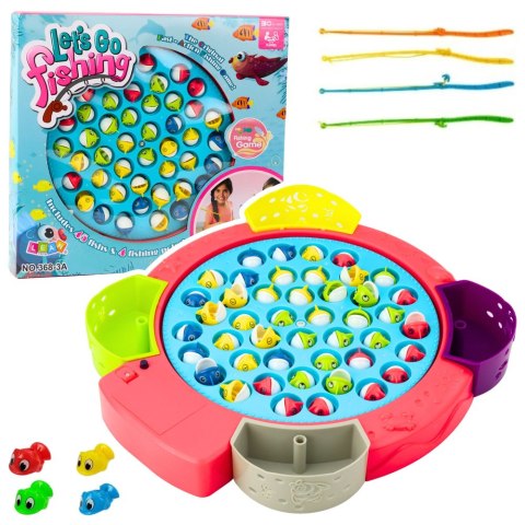 LEAN Toys Gra Interaktywna Zręcznościowa Na Baterie Łowienie Rybek Różowa