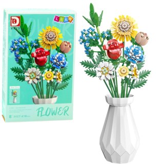 LEAN Toys Klocki Konstrukcyjne Bukiet Kwiaty W Wazonie Kolorowe 618el