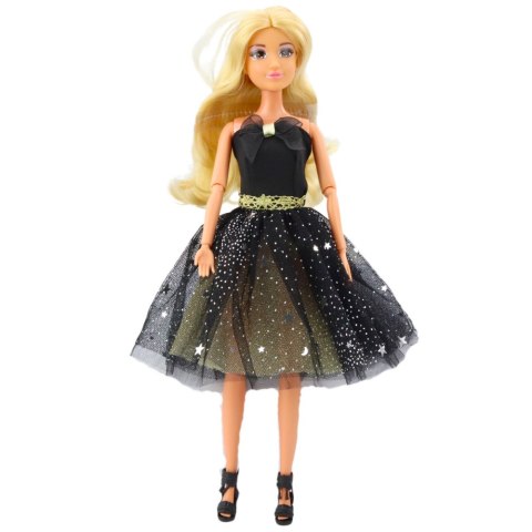 LEAN Toys Lalka Anlily Suknia Balowa Czarno Złota Ruchome Kończyny Blond Włosy