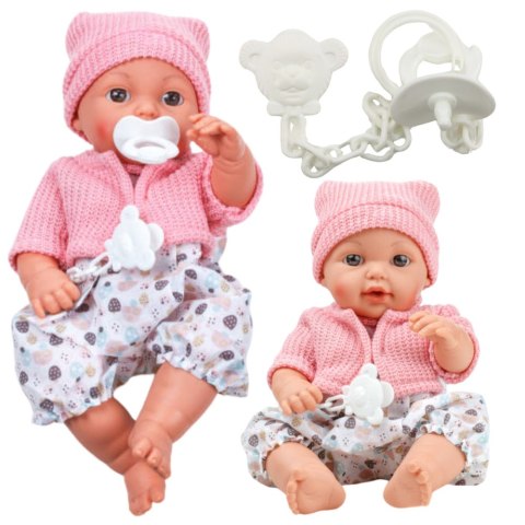 LEAN Toys Lalka Bobas Niemowlę Czapka Sweterek Smoczek Dźwięki