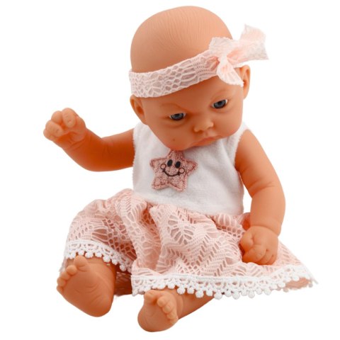 LEAN Toys Lalka Bobas Różowa Sukienka Z Koronką i Gwiazdką Opaska
