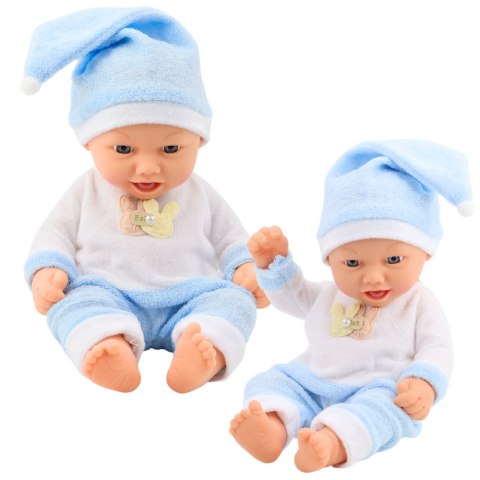 LEAN Toys Lalka Bobas W Niebieskiej Piżamce Czapeczka z Pomponem