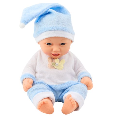 LEAN Toys Lalka Bobas W Niebieskiej Piżamce Czapeczka z Pomponem