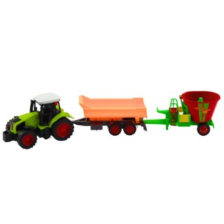 LEAN Toys Zestaw Traktor Rolniczy Przyczepa Wywrotka Wóz Paszowy