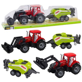 LEAN Toys Zestaw Traktor Z Ładowaczem i Prasą Rolniczą Czerwony