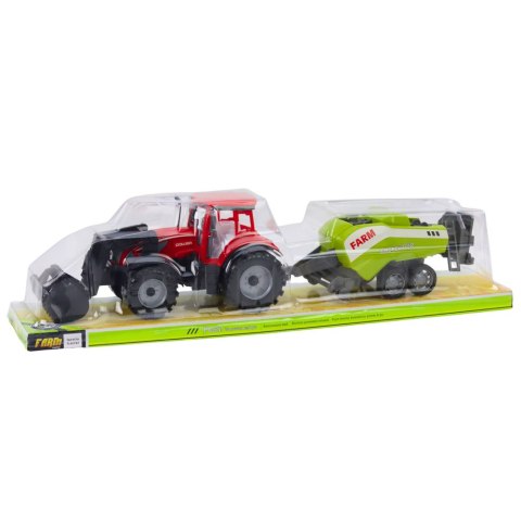 LEAN Toys Zestaw Traktor Z Ładowaczem i Prasą Rolniczą Czerwony