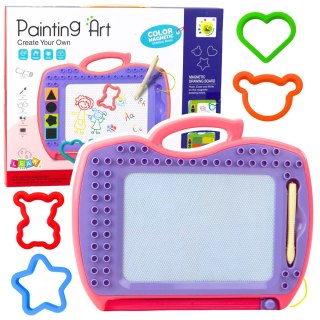 LEAN Toys Znikopis Tablica Magnetyczna Z Suwakiem Stempelki Wzory Różowa