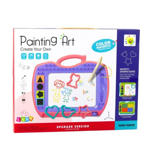 LEAN Toys Znikopis Tablica Magnetyczna Z Suwakiem Stempelki Wzory Różowa