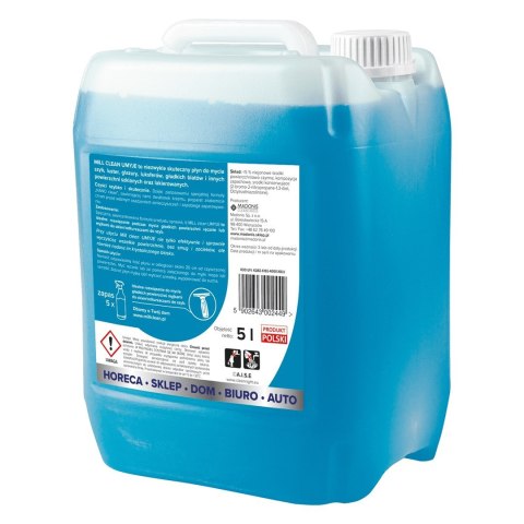 MILL CLEAN UMYJE 5 litrów. Płyn do mycia szyb, luster, glazury, płytek, blatów. Wszelkie powierzchnie bez smug i zacieków. Duży 
