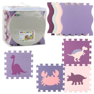 LEAN Toys Miękkie Puzzle Mata Edukacyjna Kojec Pianka EVA Różowe Fioletowe 25szt