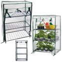 LEAN Mini Szklarnia Balkonowa Ogrodowa 3 Półki Metalowe Folia PVC 46 x 24 x 80cm