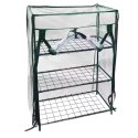 LEAN Mini Szklarnia Balkonowa Ogrodowa 3 Półki Metalowe Folia PVC 46 x 24 x 80cm