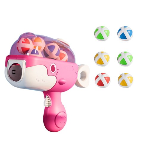 LEAN Toys Pistolet Na Kulki Z Rzepem Tarcza Materiałowa Wieloryb Różowy