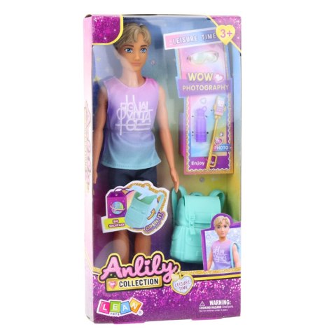 LEAN Toys Lalka Anlily Chłopak Z Plecakiem Bidon Okulary Selfie Stick