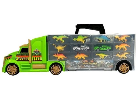 LEAN Toys Ciężarówka Transporter Sorter Walizka z Dinozaurami Zielona