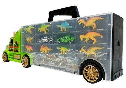 LEAN Toys Ciężarówka Transporter Sorter Walizka z Dinozaurami Zielona