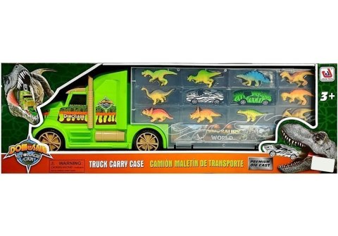 LEAN Toys Ciężarówka Transporter Sorter Walizka z Dinozaurami Zielona