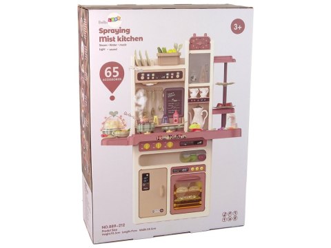 LEAN Toys Kuchnia Dla Dzieci Woda Para Wodna Dźwięk Światła Akcesoria 65 Elementów