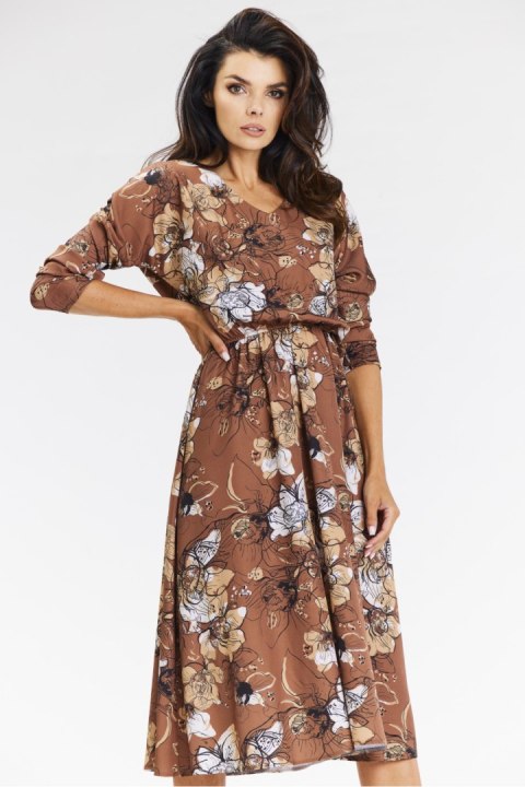 Sukienka Model A666 Brown Pattern - awama Sukienka Model A666 Brown Pattern - awama
