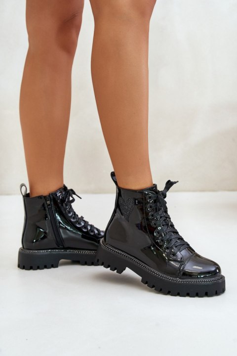 Botki Model Obeena 9681A Black Lakier - Step in style Botki Model Obeena 9681A Black Lakier - Step in style