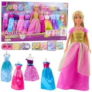 LEAN Toys Duży Zestaw Modowy Kolekcja Anlily Lalka Sukienki Akcesoria 24el.