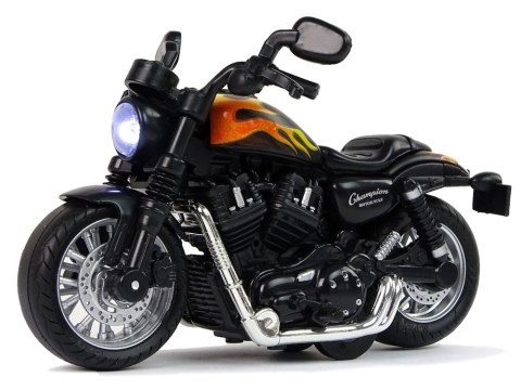 LEAN Toys Motocykl Champion Czarny 1:14 Napęd Pull-Back Dźwięk Światła