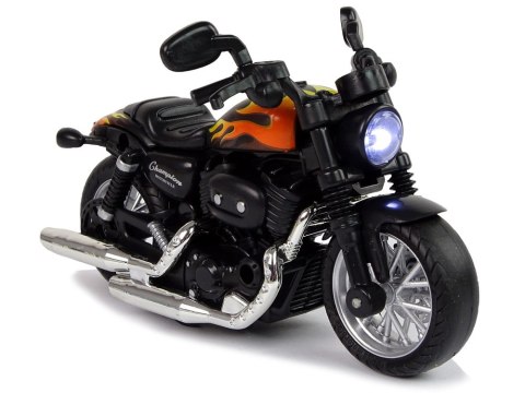 LEAN Toys Motocykl Champion Czarny 1:14 Napęd Pull-Back Dźwięk Światła